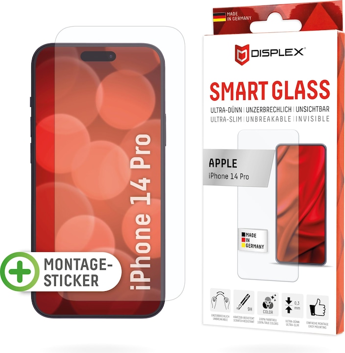 Actual product image Displex Smart Glass, Displayschutzfolie (1 Piece, Apple iPhone 14 Pro)