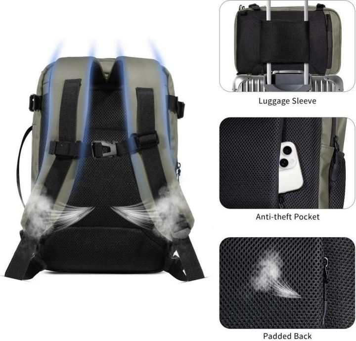 Image du produit Tech-Protect DEFENDER S50 RYANAIR & WIZZAIR REISE-LAPTOP-KABINENRUCKSACK 20L 40x20x25 OLIVGRÜN (20 l)