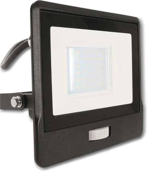 Actual product image V-TAC VT138S1 30W LED PIR Sensor Floodlight SAMSUNG Chip Black Body 3000K 1M Cable (2340 lm, IP65)
