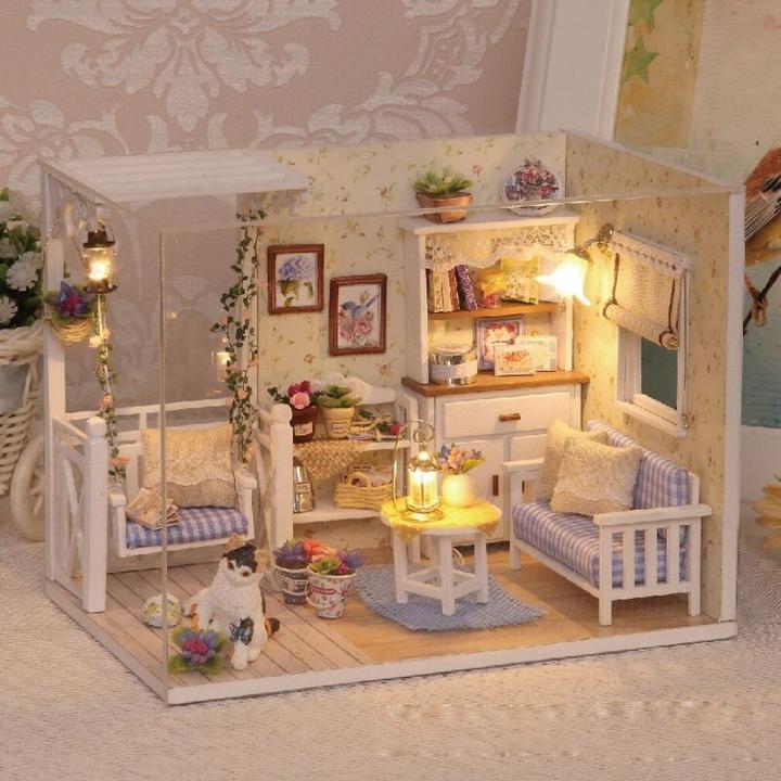 Ikonka Retro model wooden doll's house DIY 3013