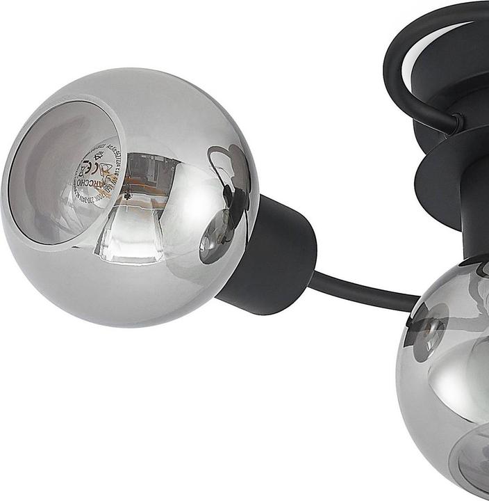 Actual product image Lindby LED ceiling light Ciala, 3fl, black smoke (1410 lm, E14)