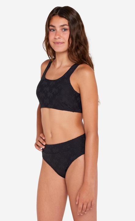Actual product image Olaian Bikini Surfen Mädchen Bustier hoher Taillenbund 500 Lao Miami schwarz
