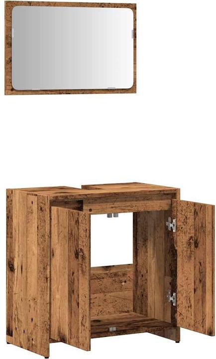 Actual product image vidaXL 2-tlg. Badmöbel-Set Altholz-Optik Holzwerkstoff
