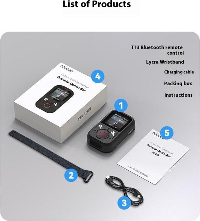 Produktbild Telesin Bluetooth Remote V2 For GoPro 12/11/10/9/8/Max