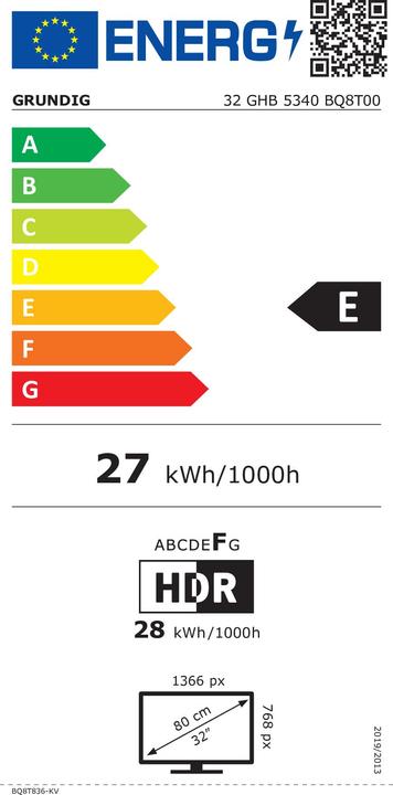 Energie-Label Grundig Grun Led-Tv HD (32", LED, WXGA)