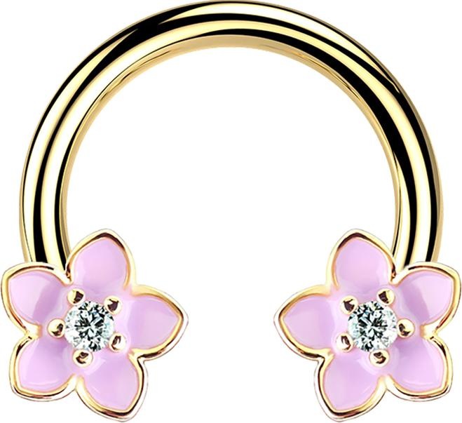 Image du produit Star Piercing Circular Barbell 14k vergoldet Blume (Acier chirurgical 316L, Laiton)
