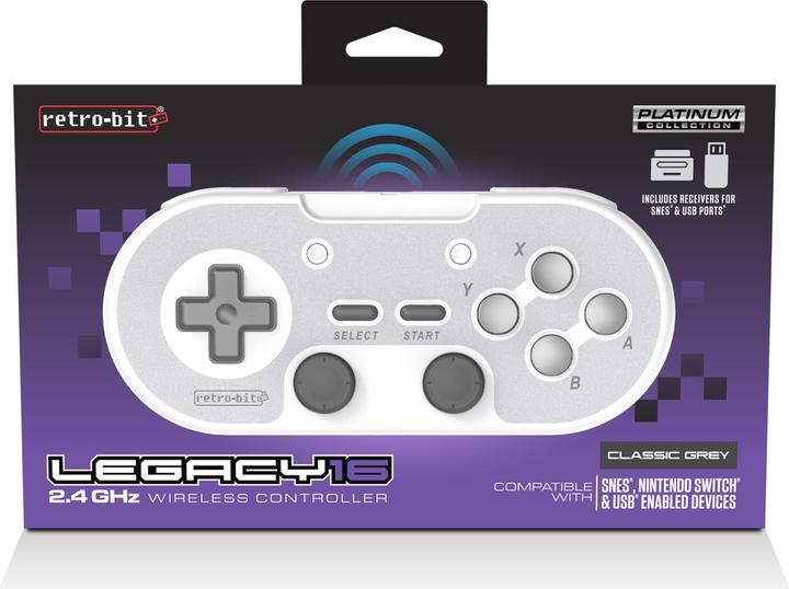 retro-bit Legacy16 2.4 Ghz Wireless Controller for SNES, Switch, PC, Mac, Raspberry Pi and Steam - C