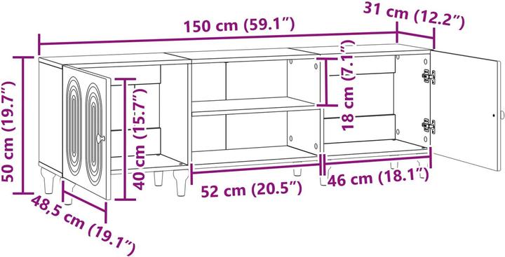 Produktbild vidaXL TV Schrank Speicher (31 x 150 x 50 cm)