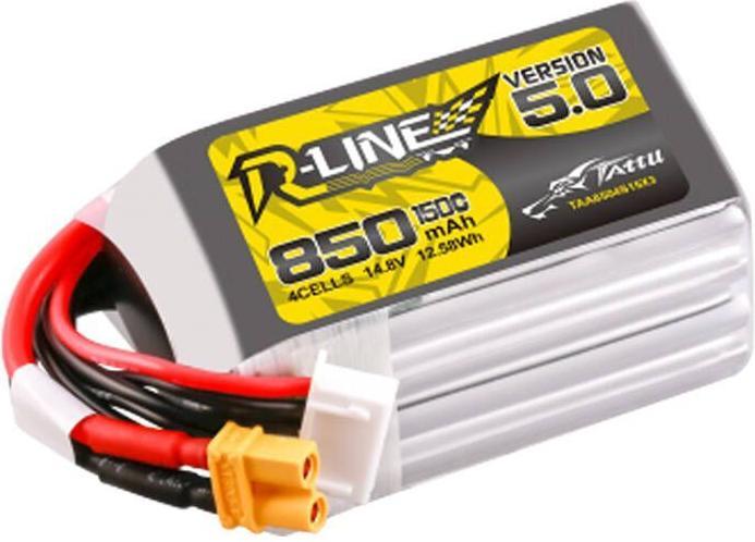 Actual product image Tattu R-Line Wersja 5.0 850 mAh 14.8 V 4S1P 150C XT30U-F (14.80 V, 850 mAh)