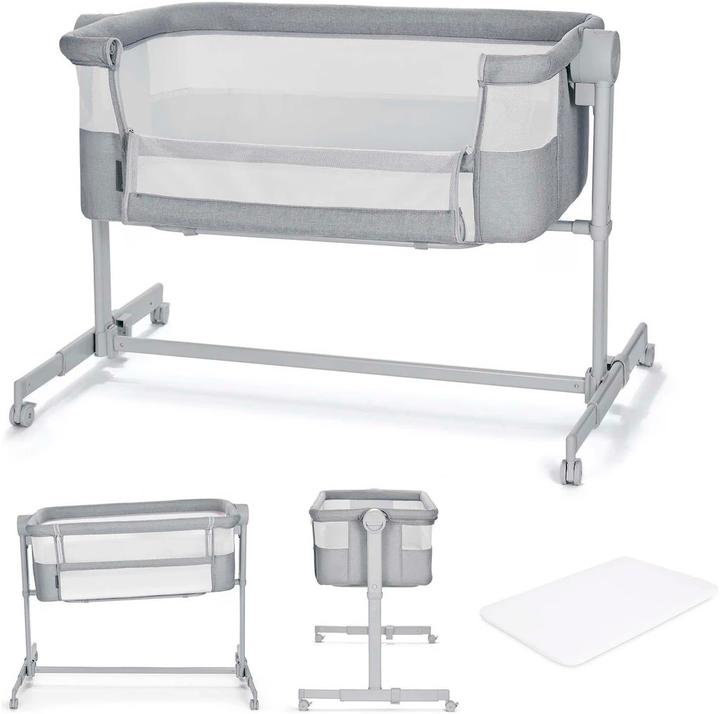 KinderKraft Nestee Up 2 full light grey travel cot