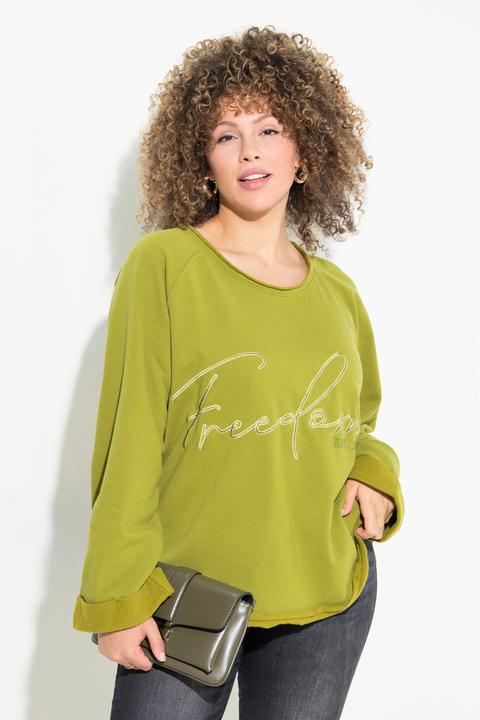 Produktbild Ulla Popken Sweatshirt, Stickerei, Rundhals, Langarm, Rollkanten (50, 52)