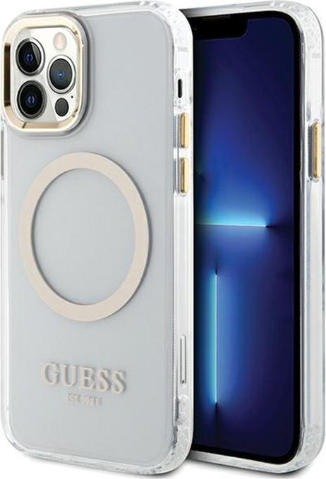 Immagine prodotto Guess GUHMP12MHTRMD iPhone 12/12 Pro 6.1" złoty/oro custodia rigida in metallo con profilo Magsafe (Apple iPhone 12)