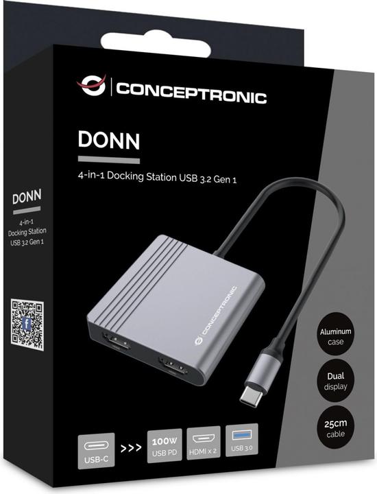 Produktbild Conceptronic 4-in-1 USB 3.2 Gen 1 Docking Station (USB-C, 4 Ports)