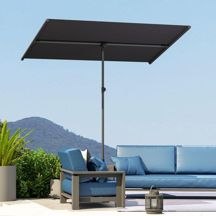 Immagine prodotto Swisshandel24 Sonnenschirm 180 Grad drehbar Höhenverstellbar Alu 150x205cm Dunkelgrau (2.05 m)