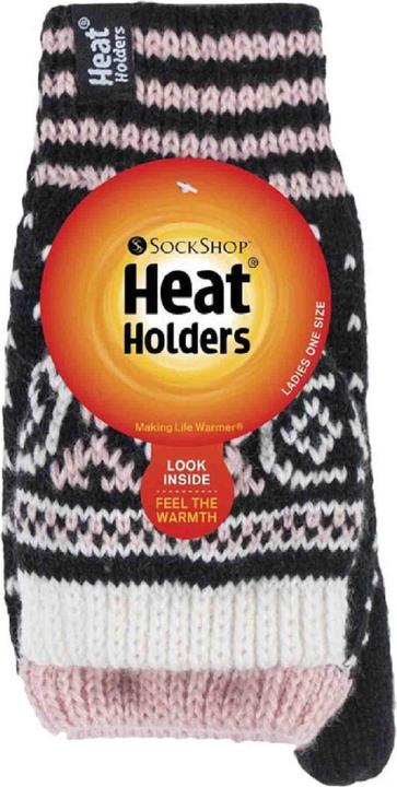 Actual product image Heat Holders Thermo Fleece Norwegermuster Fingerlose Fäustlinge (One size)