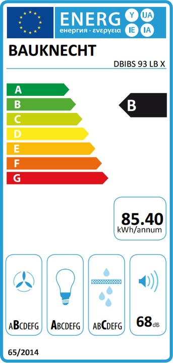 Energie-Label Bauknecht Dbibs 93 Lb X (Inselhaube)