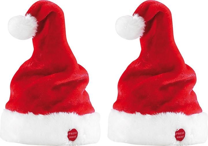 Infactory Set di 2 cappelli di Babbo Natale che cantano e ballano