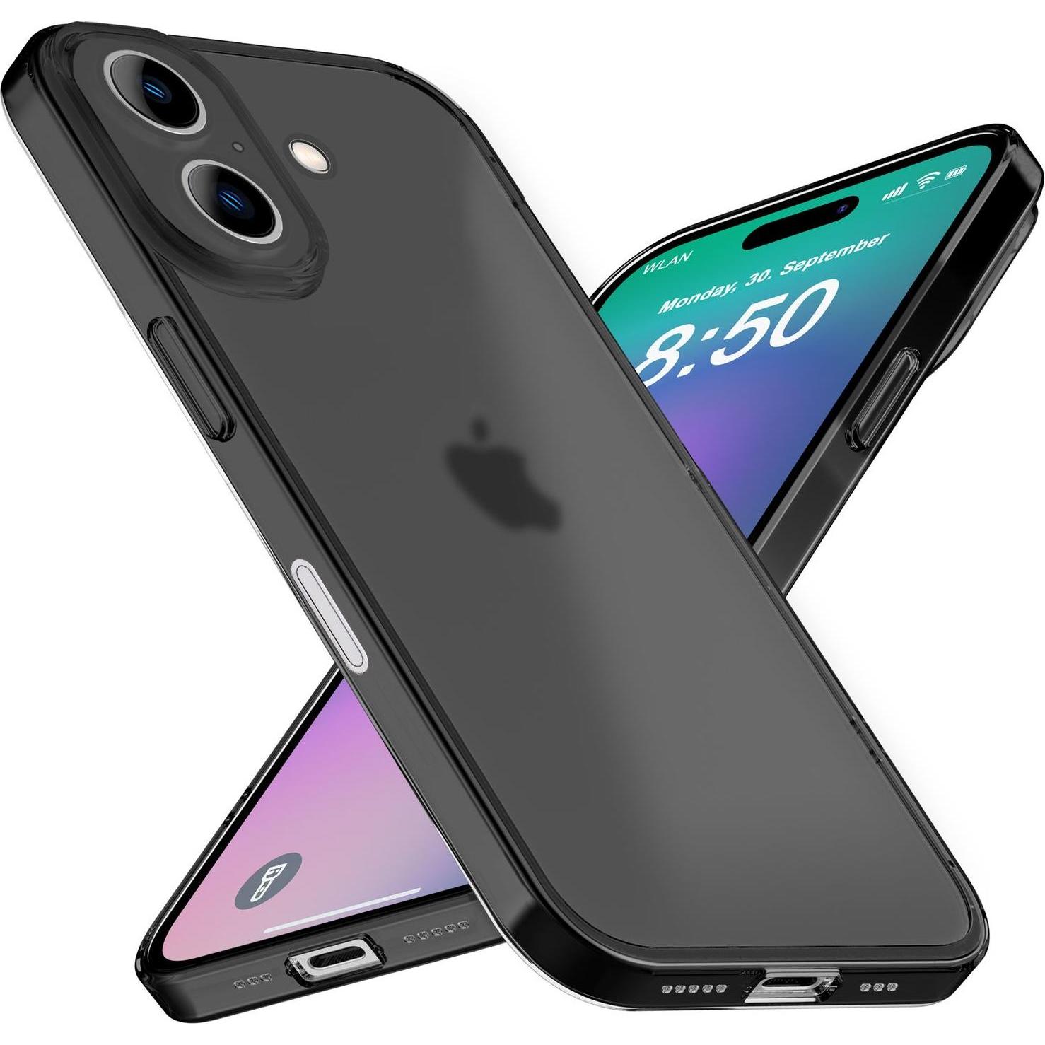 Nalia Extrem Dünnes 0,3mm Mattes Hardcase (Apple iPhone 16), Smartphone Hülle, Schwarz