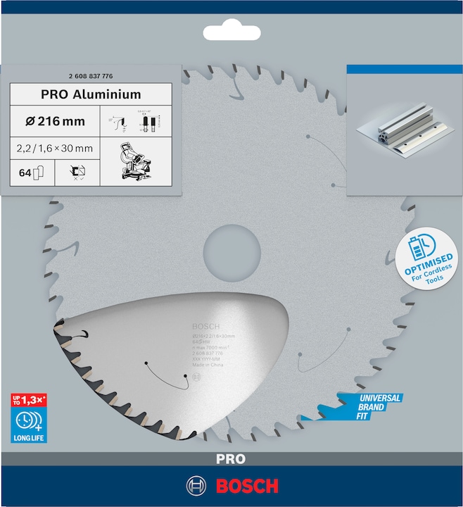 Immagine prodotto Bosch Professional Zubehör Lama per sega circolare a batteria PRO Aluminium, 216 x 2,2 x 30 mm