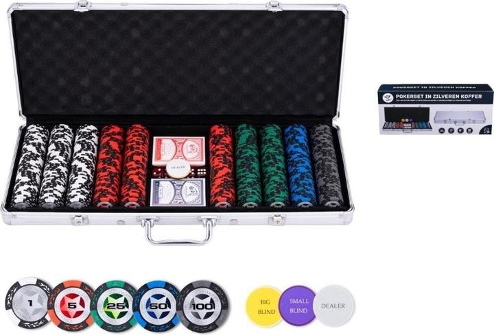 Bicycle Pokerset im silbernen Koffer, niedriger Einsatz, 500 Chips