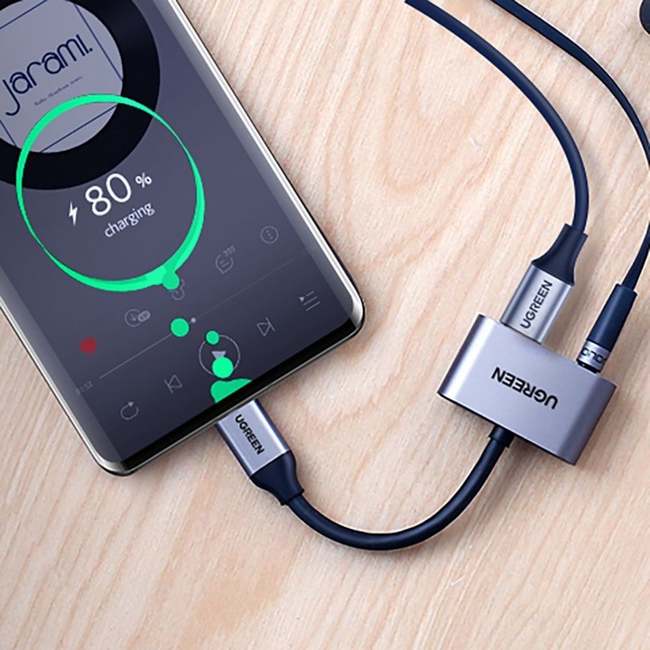 Image du produit Ugreen Adaptateur USB-C vers audio 3.5mm + USB-C femelle (USB Type C, Prise de 3,5 mm, USB Type C)