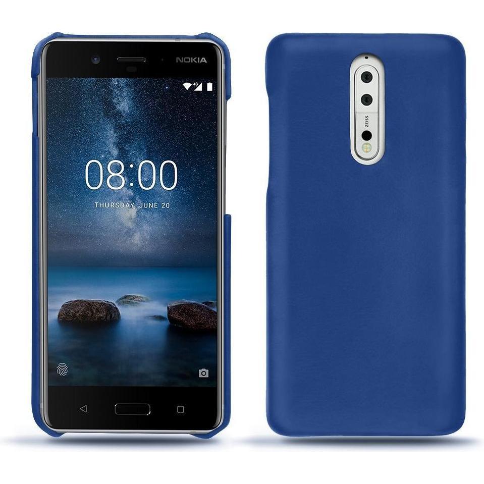 Noreve Lederschutzhülle (Nokia 8), Smartphone Hülle, Blau