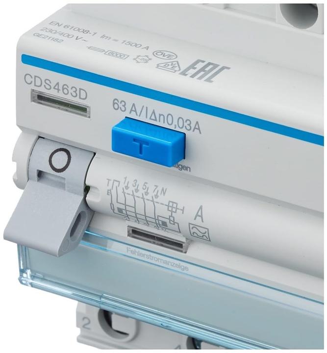 Image du produit Hager Disjoncteur FI 4 pôles 63A/30mA 6kA QC