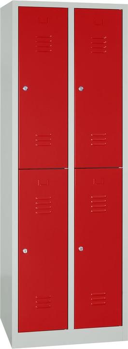 Actual product image Gürkan Locker light grey, fire red 105930, 4 lockers 60.0 x 50.0 x 195.0 cm (60 cm, 195 cm)
