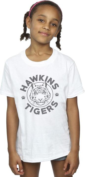 Actual product image Netflix Girls Stranger Things Hawkins Grey Tiger Cotton T-Shirt (128)