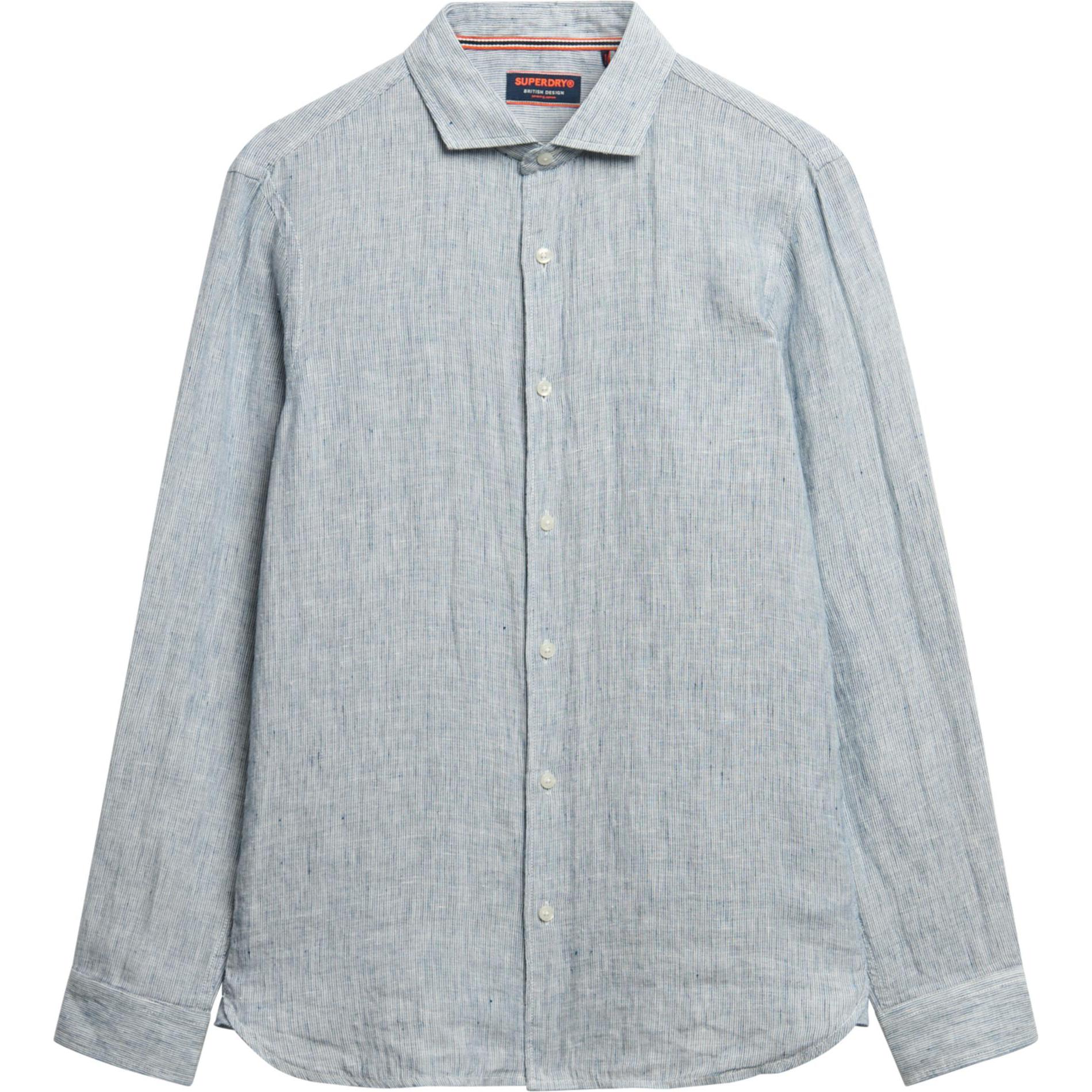 Superdry, Herren, Hemd, Vacation Hemd mit langen Ärmeln aus Leinen, Blau, (XL)