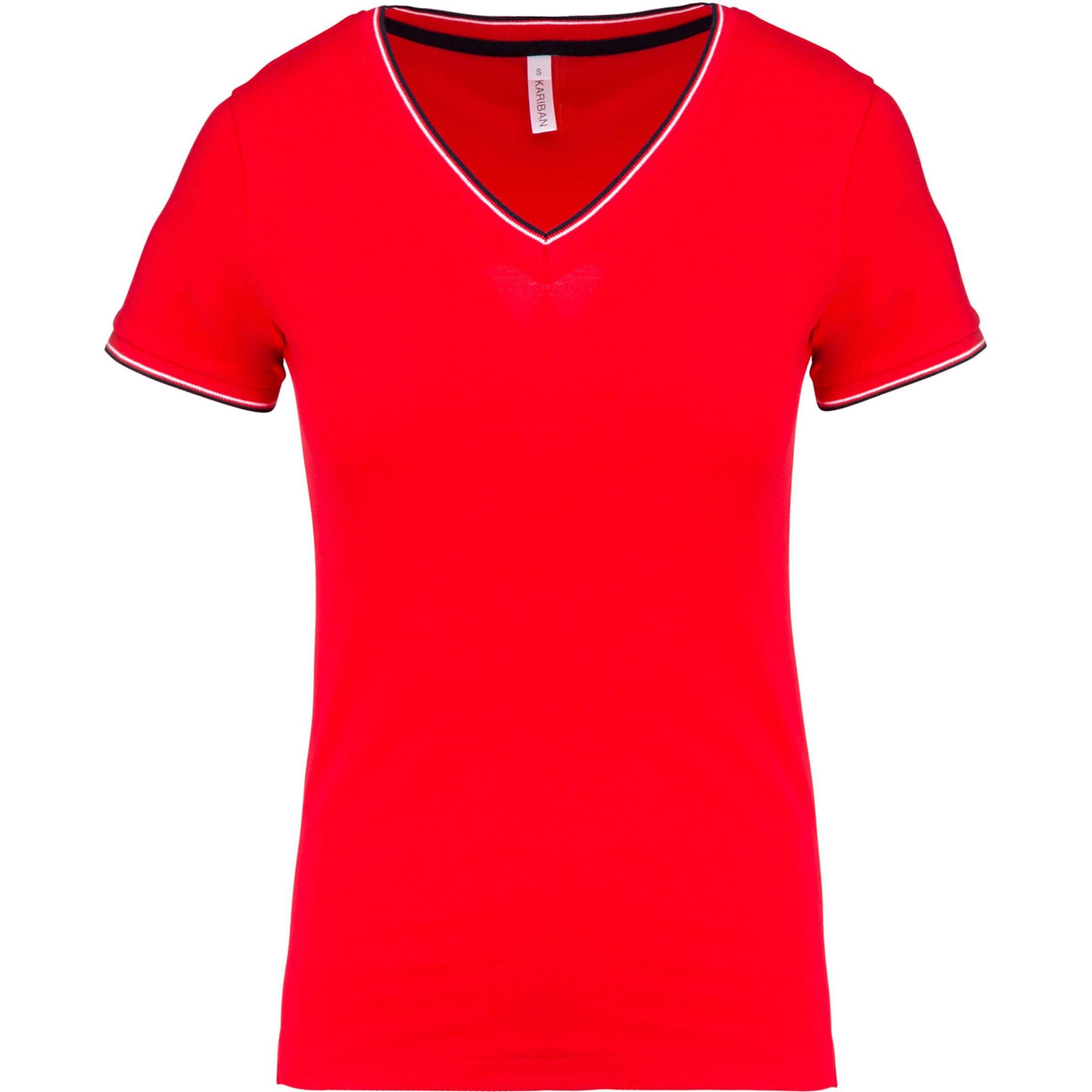 Thumbnail - Kariban, Damen, Shirt, Maille Piquée Col V, Schwarz, Grau, Weiss, (S)