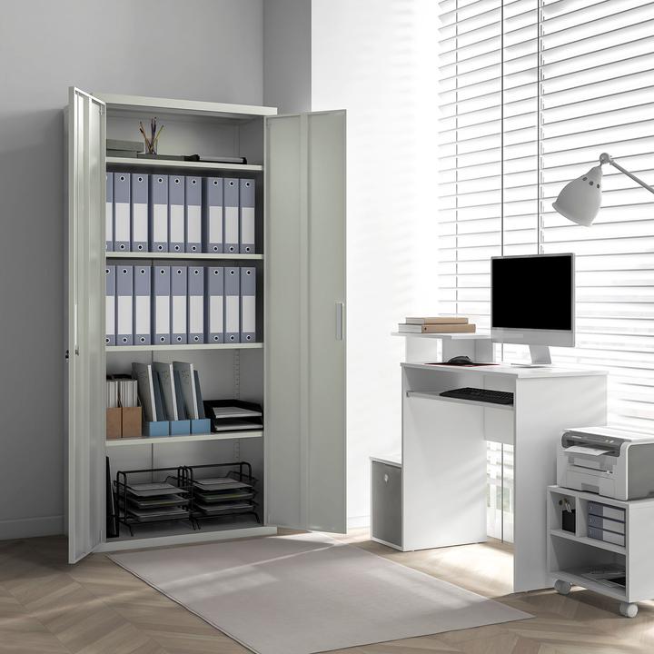 Actual product image Homcom Aktenschrank Stahl Weiss (80 x 40 x 180 cm)