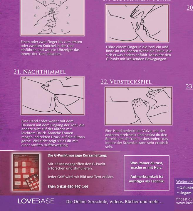 Immagine prodotto Yoni-Massage Kurzanleitung (2020) - 23 Massage-Techniken für die Tantramassage und mehr Genuss (Tedesco, Yella Cremer, 2015)