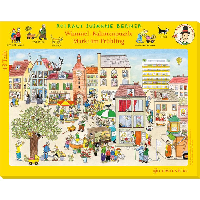 Gerstenberg Wimmel-Rahmenpuzzle Frühling Motiv Markt (48 Teile)