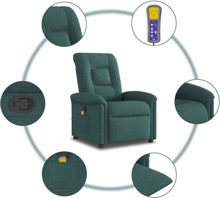 Image du produit VidaXL Fauteuil de massage Vert foncé Tissu Massage Fauteuil TV
