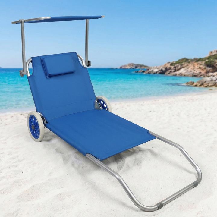 Actual product image VCM Sun lounger with wheels and sun canopy (165 cm)