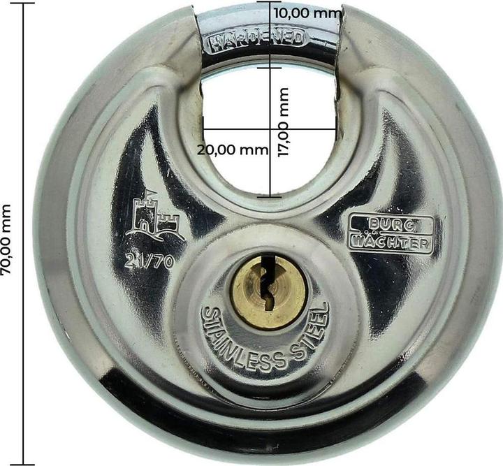 Actual product image Burg Wächter Circle 21, 70 mm stainless steel