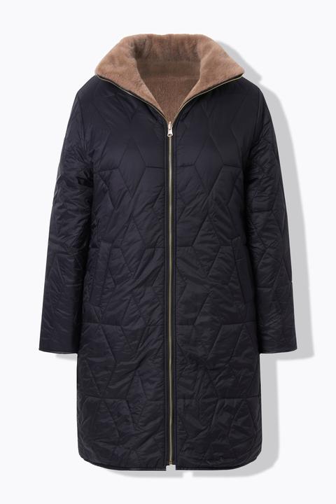 Actual product image Ulla Popken Reversible Faux Fur Coat