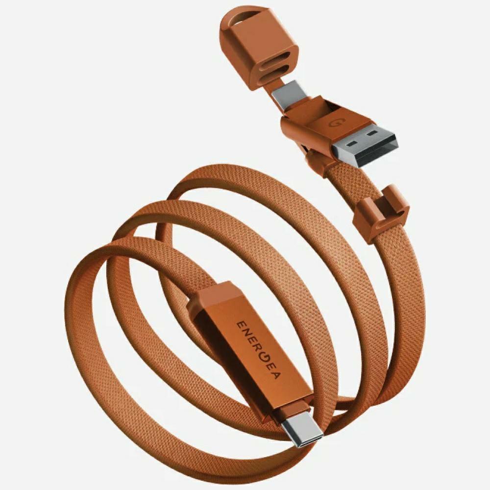 Energea Sheath Travel 2-in-1 Cable USB-C to USB-C/USB-A 480Mbps 60W 1.2m orange (1.20 m, 60 W), Cavo USB