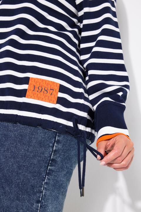 Actual product image Ulla Popken Striped Drawstring Hem Sweatshirt (50, 52)