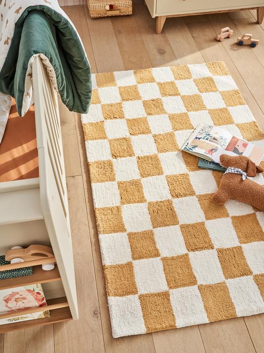 Produktbild Vertbaudet Kinderzimmer Teppich DACKEL mit Schachbrettmuster (160 x 100 cm)