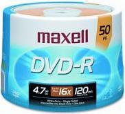 Actual product image Maxell DVD-R 4 7GB 50 szt w opakowaniu SHRINK. Prędkość zapisu 16X 120 min Przeznaczenie nagrywa (50 x)