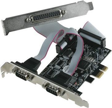 Actual product image i-tec PCI-E 2x serial 1x parallel adapter PCI-Express RS232 2x DB-9 parallel port 1x DB-25 via