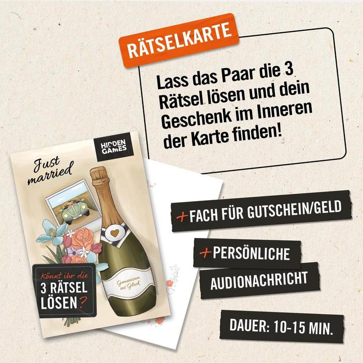 Actual product image Hidden Games Just Married (wedding card) - puzzle card (Danish, 1 Players)