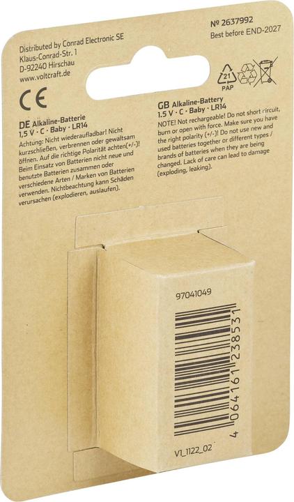 Actual product image Voltcraft Baby (C) battery Alkaline manganese 8000 mAh 1.5 V 1 pc. (1 pcs., C, 8000 mAh)