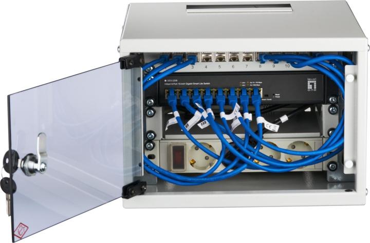 Actual product image EFB Elektronik EFB 10inch 4U wall-mounted cabinet depth 300 mm 1-piece pre-assembled RAL7035 (4 RU, 10 inch rack)