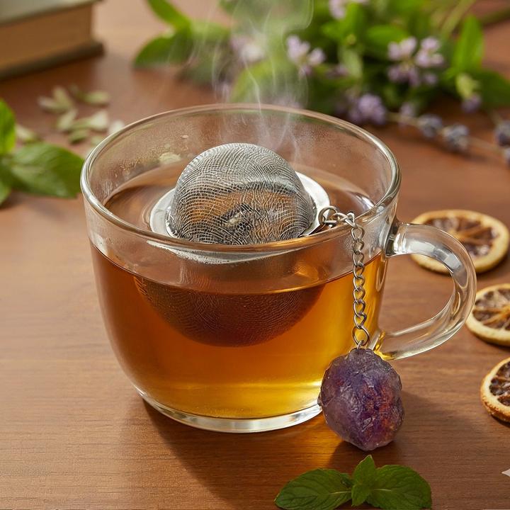Actual product image Gewürzladen Näfels Teesieb mit Amethyst-Anhänger, Teeei, Teekugel, Gewürzsieb