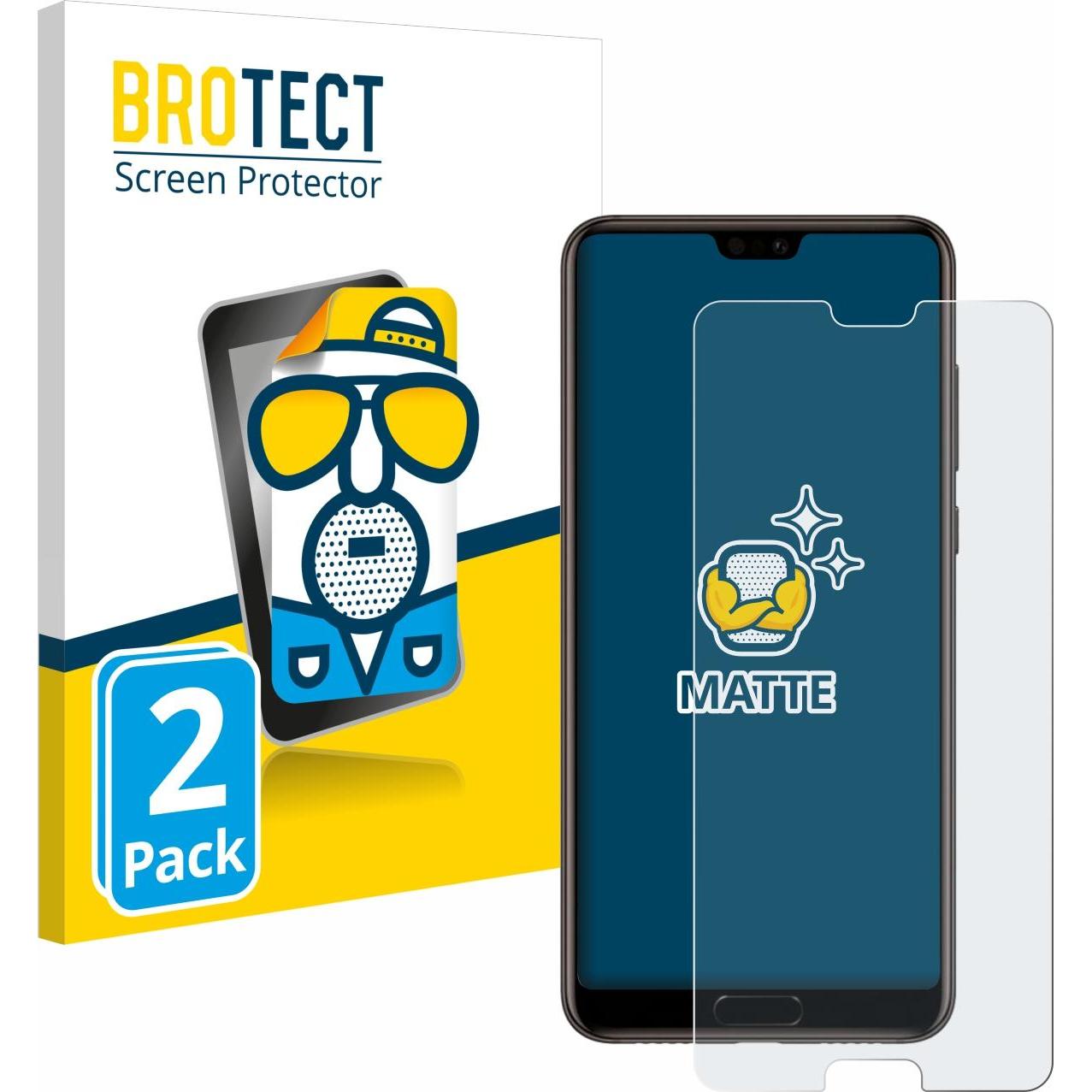 Thumbnail - BROTECT Entspiegelungs-Schutzfolie Displayschutz Matt (2 Stück, Huawei P20), Smartphone Schutzfolie, Grau