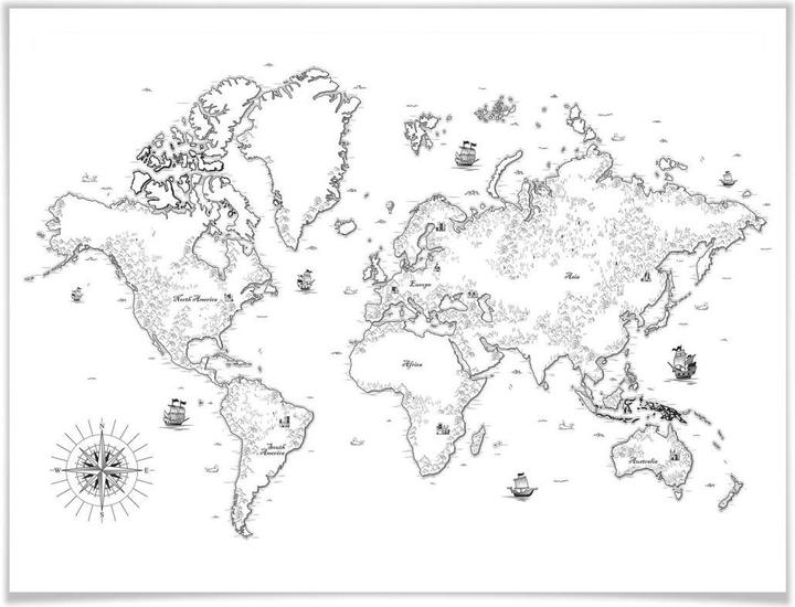 Image du produit Trenddeko Carte du monde - Des temps passés (40 x 30 cm)