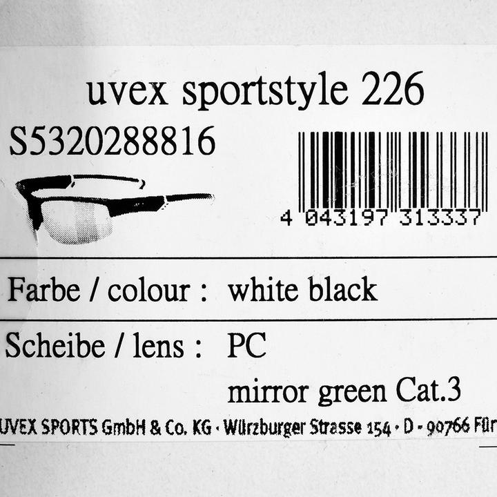 Actual product image Uvex Sports Sportstyle 226 (white black*, Mirror Green)